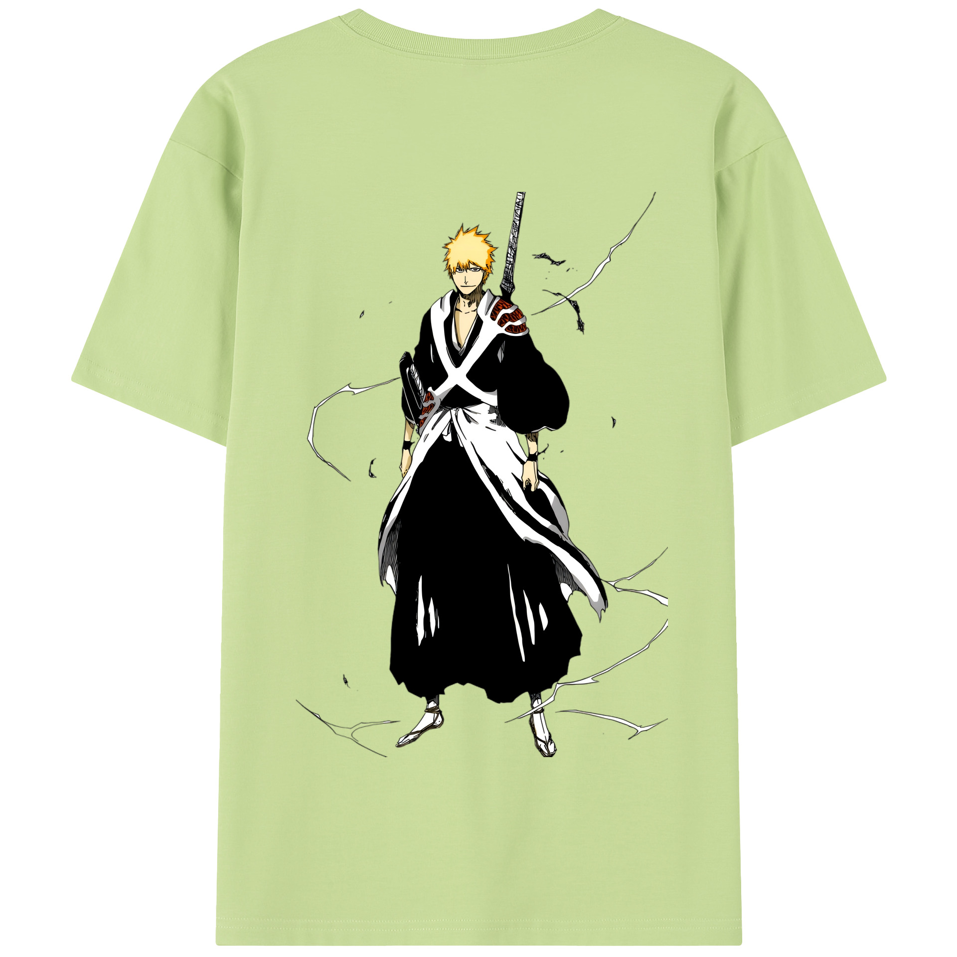 （画像用） ブリーチ 黒崎一護（くろさき いちご）BLEACH Kurosaki Ichigo 綿100％半袖Tシャツ（背面プリント）
